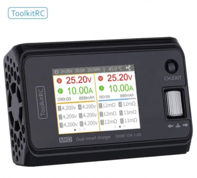 Зарядний пристрій ToolkitRC M6D 500W — 2 канали, LiPo 1-6S, IPS-дисплей