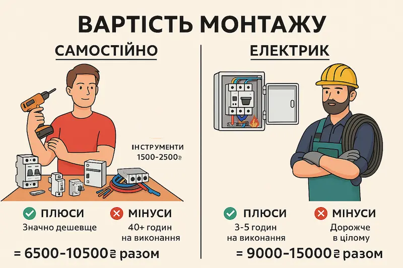Порівняння вартості самостійної збірки та роботи електрика