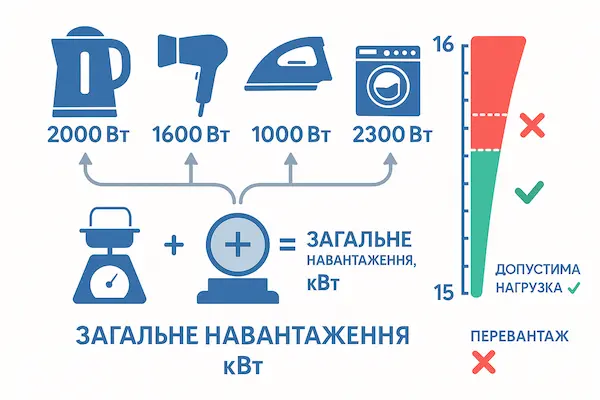 Розрахунок електричного навантаження для автоматів