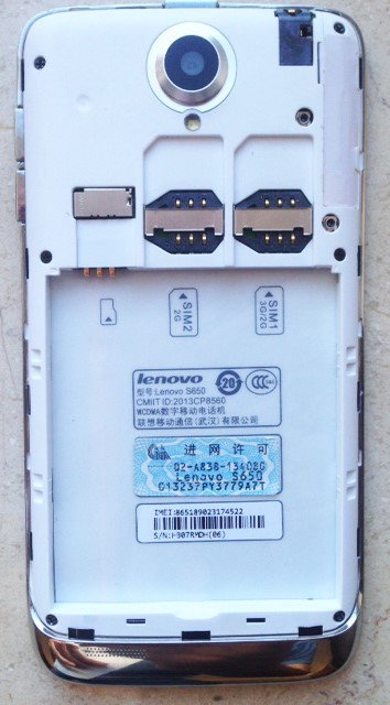 задняя часть телефона lenovo s650