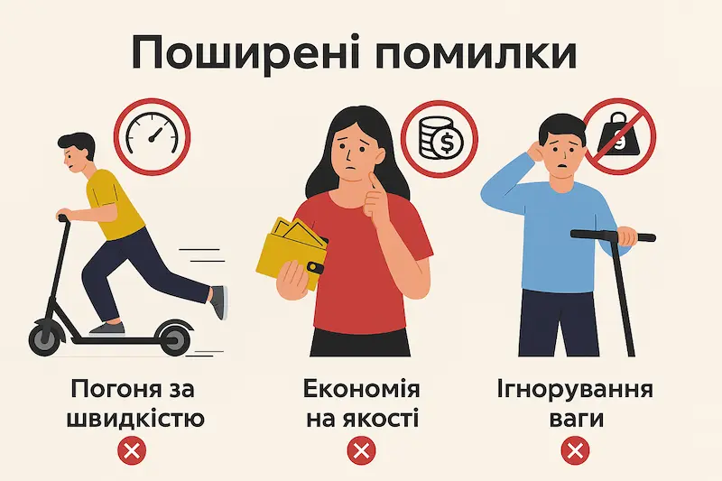 Поширені помилки при покупці електросамоката