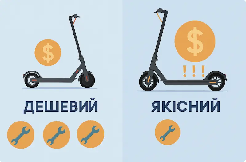 Порівняння витрат на дешевий та якісний електросамокат